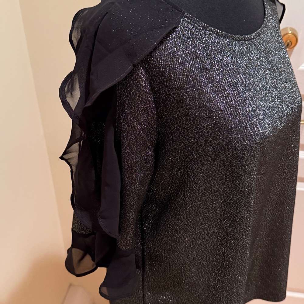 Bold Elements Black Shimmercold Shoulder Blouse - image 4